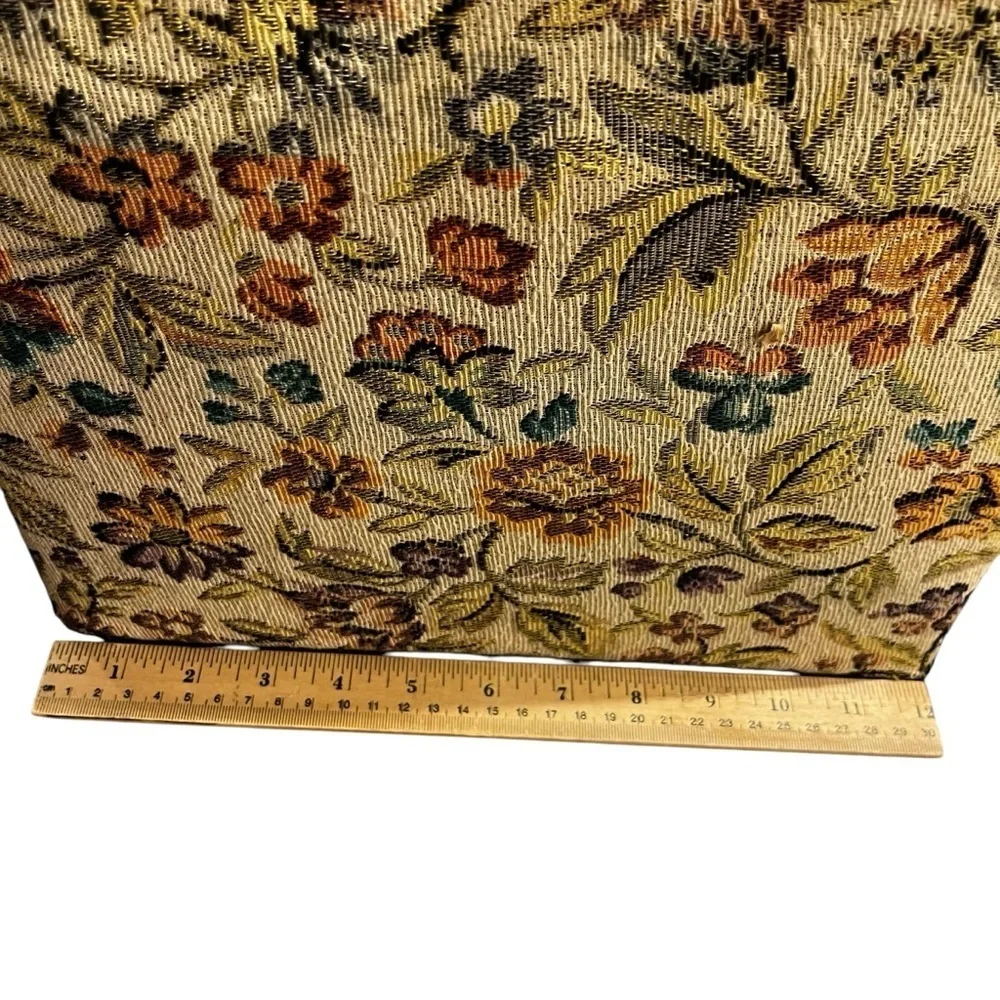 Vintage Tapestry Tote Bag Double Handle 12” X 12”
